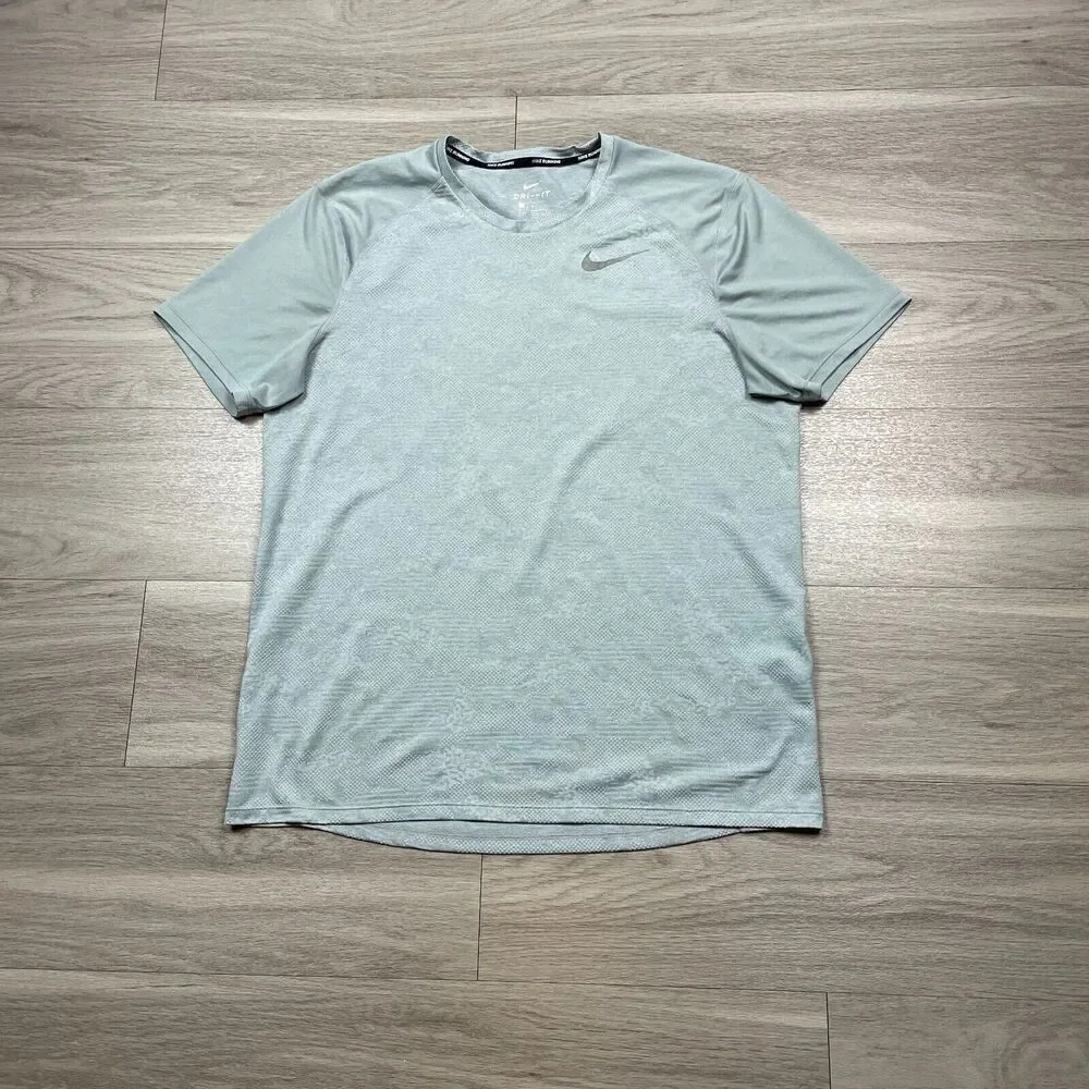 Nike Shirt Mens Large Green Running Active Training Dri Fit